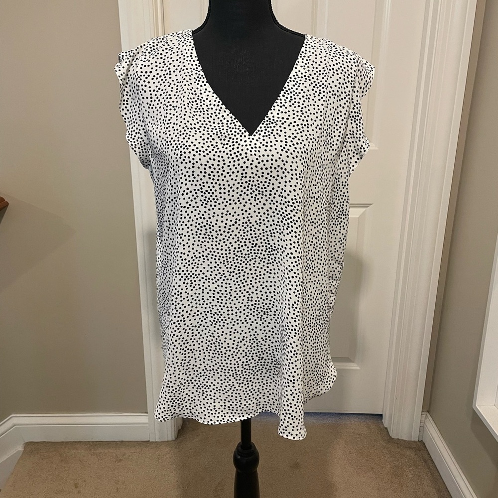 LOFT White and Black Blouse Elegant Top